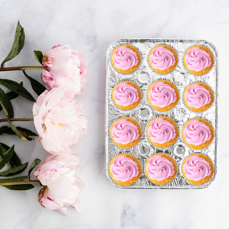 PLASTICPRO Aluminum Foil Muffin Pans Reusable and Disposable, Holds 12 Mini Cupcakes/Muffin foil Pan Pack of 20 - Image 5